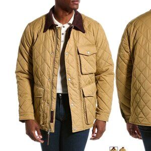 NEW ROBERT GRAHAM Diamond Quilted Utility Jacket With Corduroy Collar 864mn
